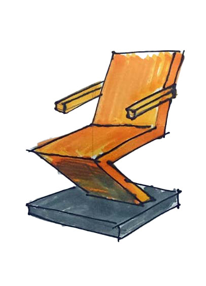 Boceto de reinterpretación de silla Zig-Zag